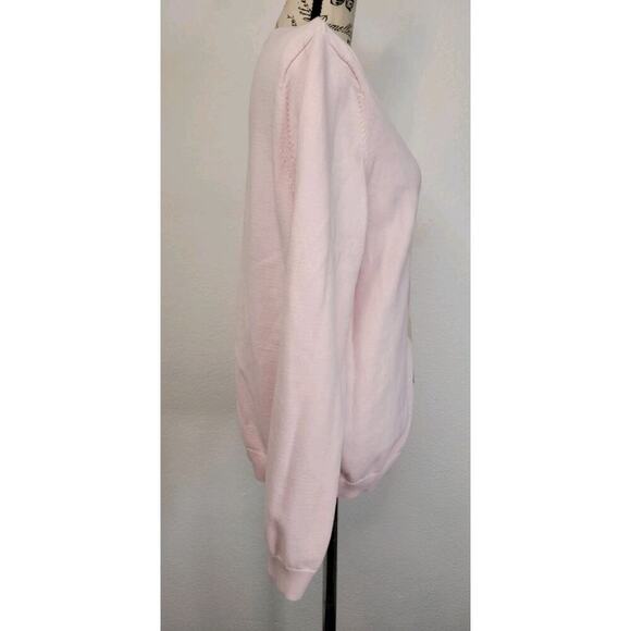 Izod Pink Old School 100% Cotton Argyle Sweater Large Vintage Women’s Clueless - Picture 4 of 8